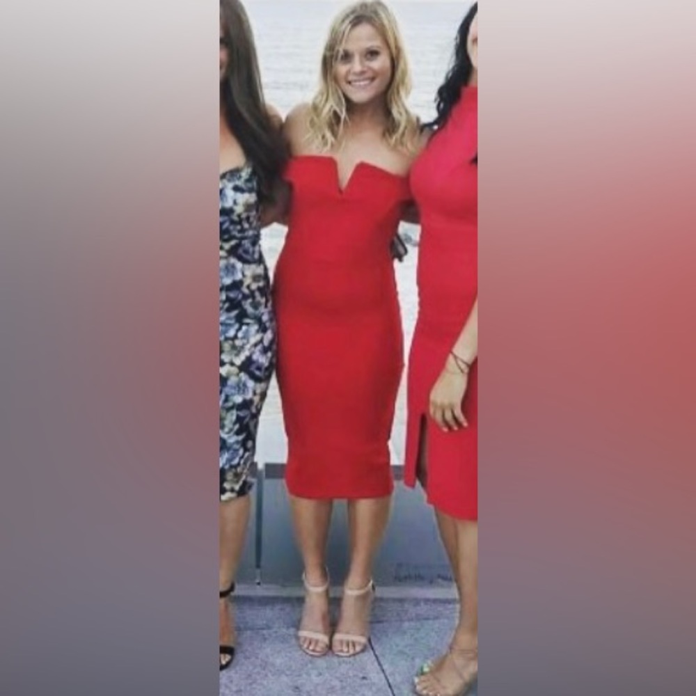 Red Bodycon Midi Dress